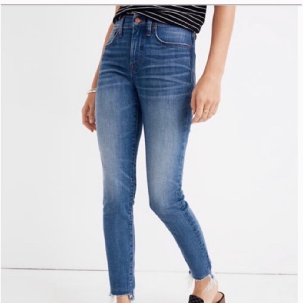 Madewell Jeans 10" Inch High Rise Skinny Raw Hem Medium Wash Stretch Size 29